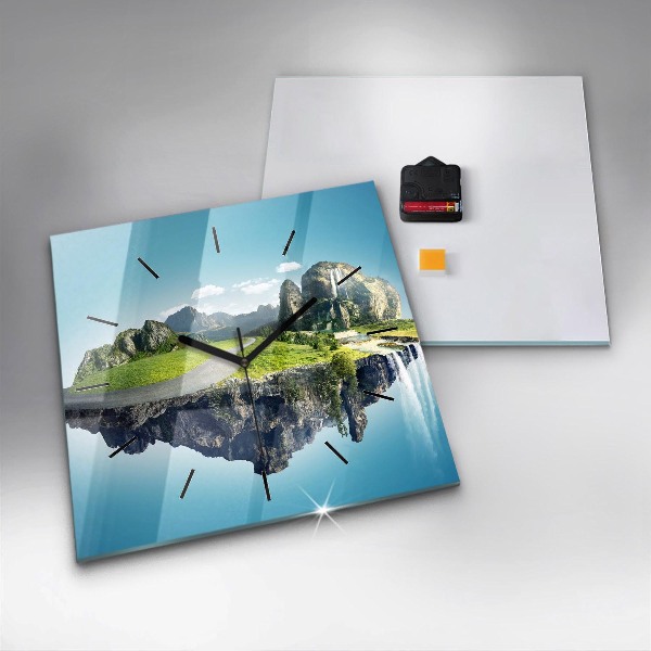 Zegar na ścianę kwadratowy Latająca wyspa