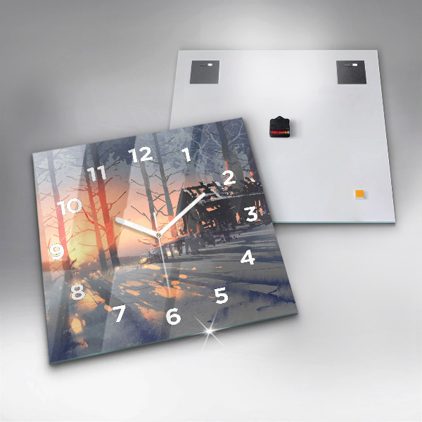 Zegar na ścianę kwadratowy Zimowy Krajobraz drzew
