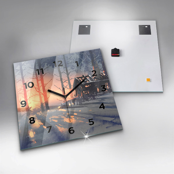 Zegar na ścianę kwadratowy Zimowy Krajobraz drzew