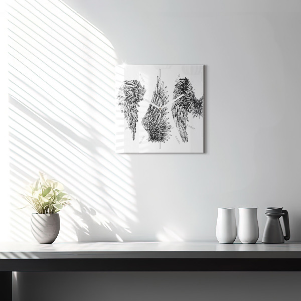 Zegar na ścianę kwadratowy Skrzydła anioła