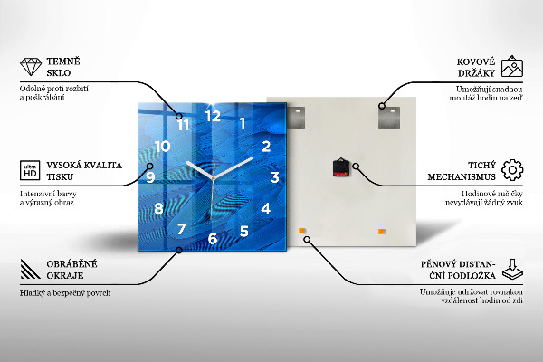 Zegar ścienny kwadratowy Motyl i klucz – styl boho