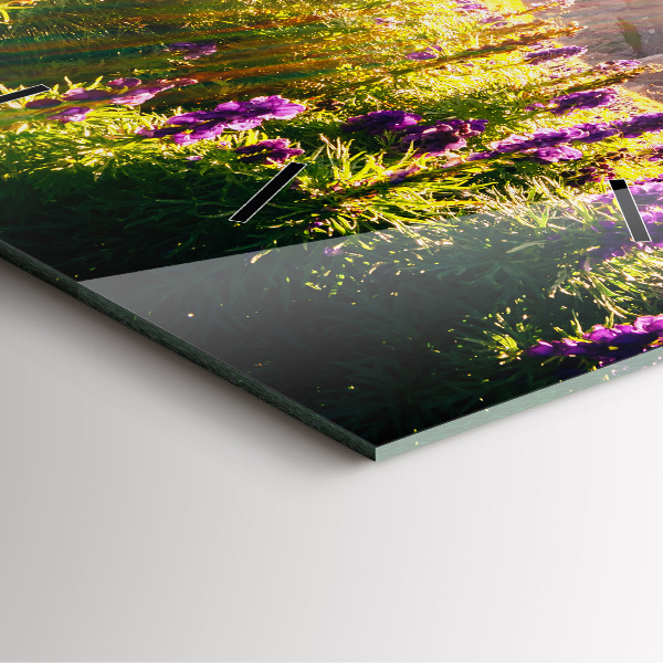 Zegar ścienny kwadratowy Łąka Lawenda