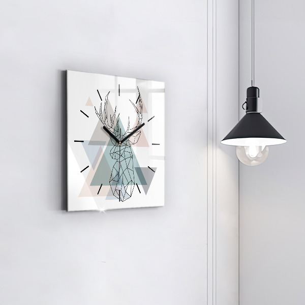 Zegar ścienny kwadratowy Renifer styl skandynawski