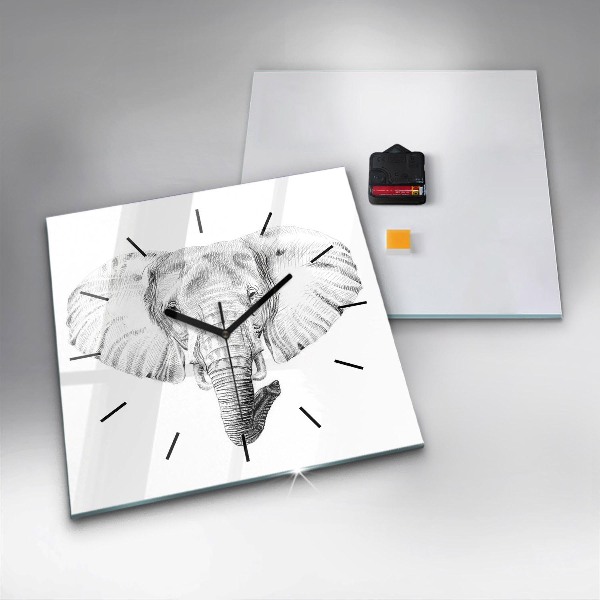 Zegar ścienny kwadratowy Graficzna głowa słonia