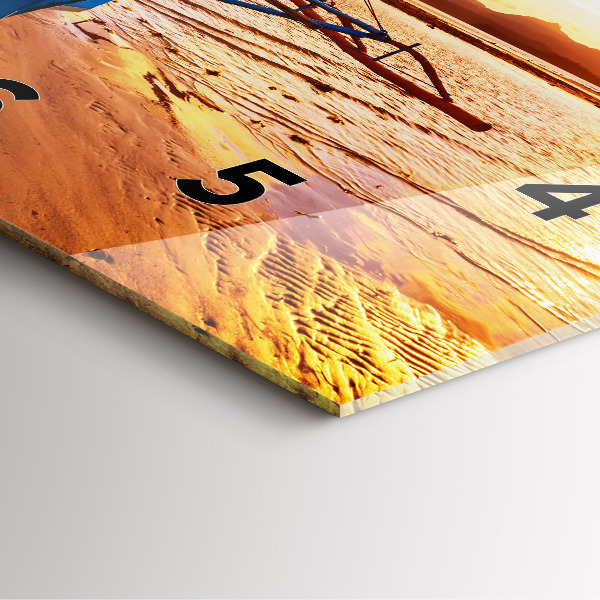 Zegar ścienny kwadratowy Łódka i zachód słońca