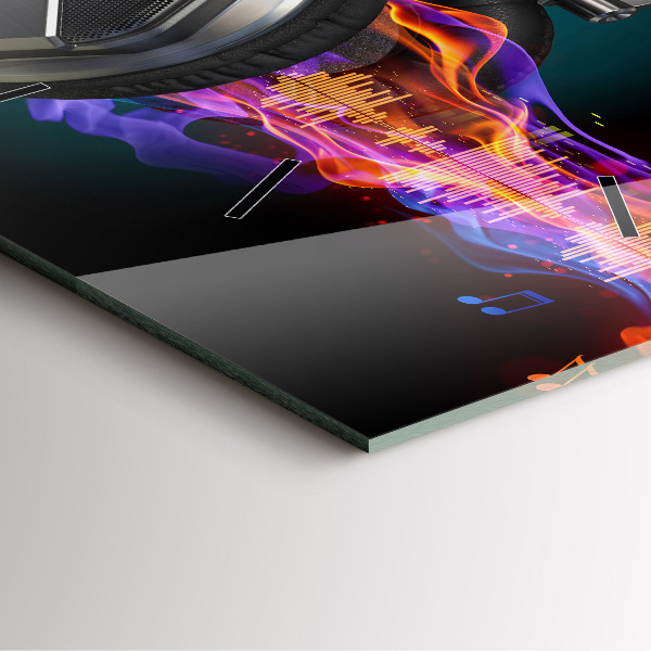 Kwadratowy zegar Słuchawki i fale dźwiękowe