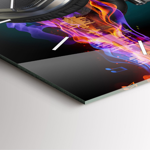 Kwadratowy zegar Słuchawki i fale dźwiękowe