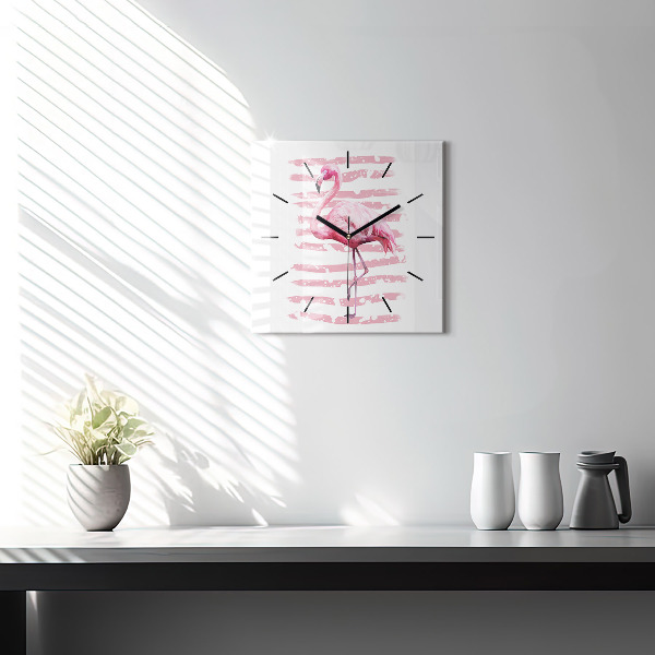 Zegar ścienny kwadratowy Grafika flaminga