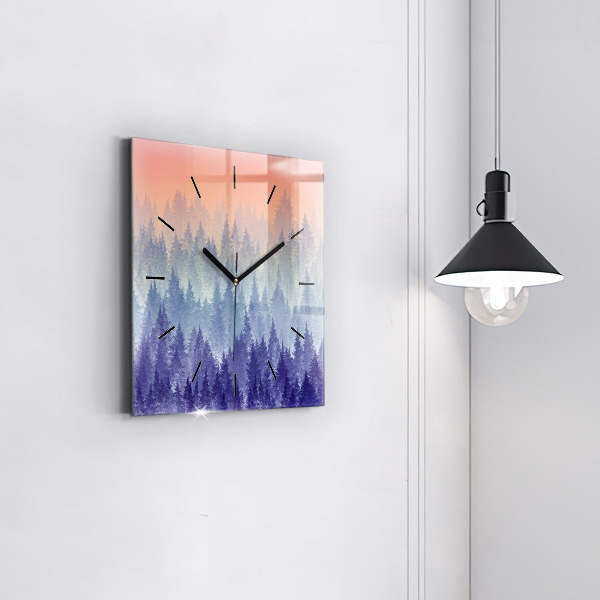 Zegar ścienny kwadratowy Las we mgle