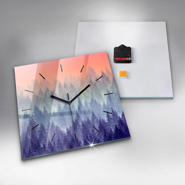 Zegar ścienny kwadratowy Las we mgle