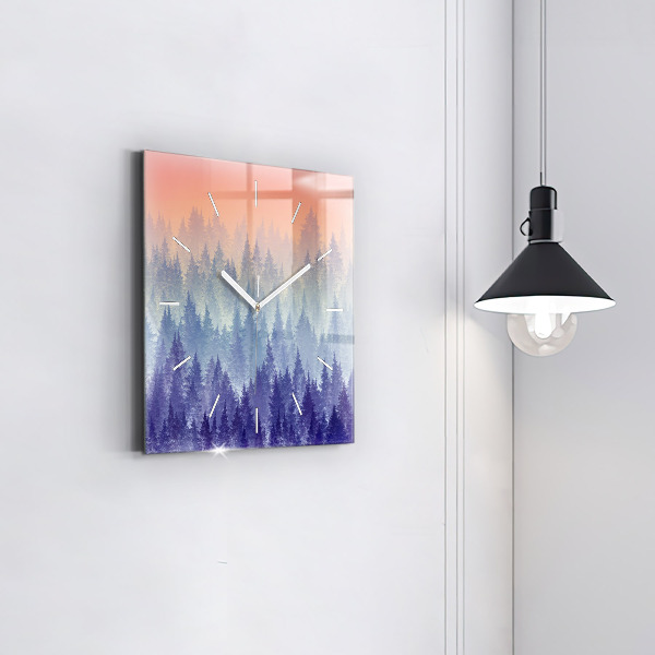 Zegar ścienny kwadratowy Las we mgle