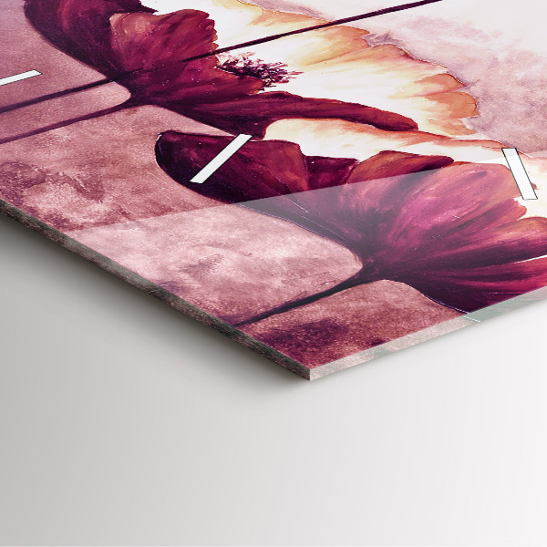 Zegar ścienny kwadratowy Rozkwitające kwiaty maki