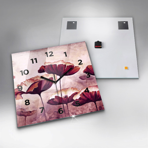Zegar ścienny kwadratowy Rozkwitające kwiaty maki