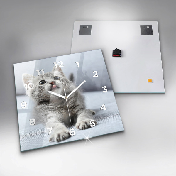 Kwadratowy zegar Kot na kanapie