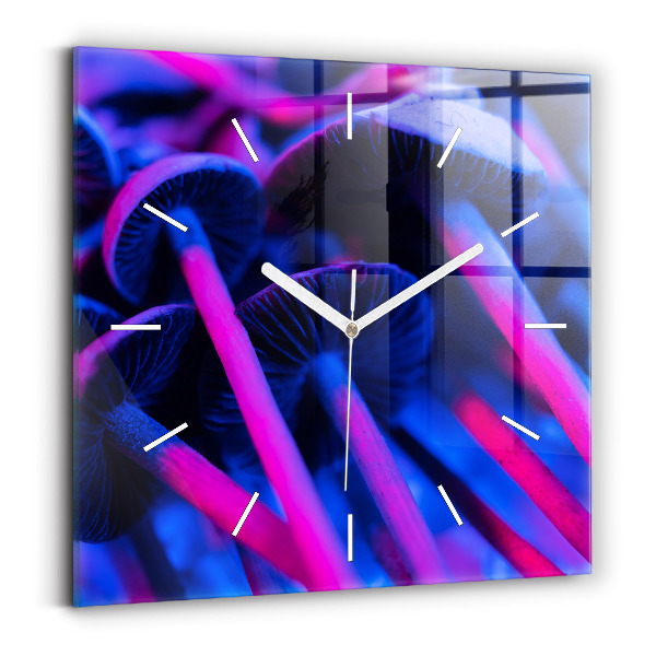 Zegar na ścianę kwadratowy Magiczne kolorowe grzyby