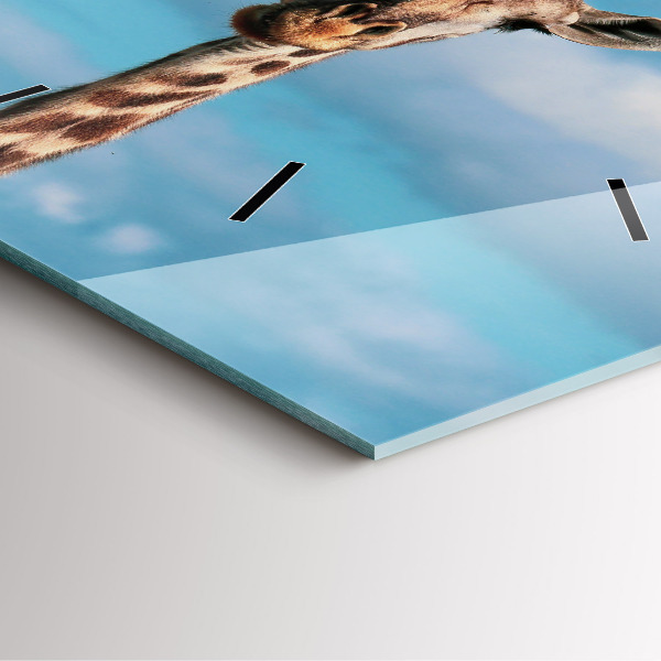 Zegar na ścianę kwadratowy Głowa żyrafy na tle nieba