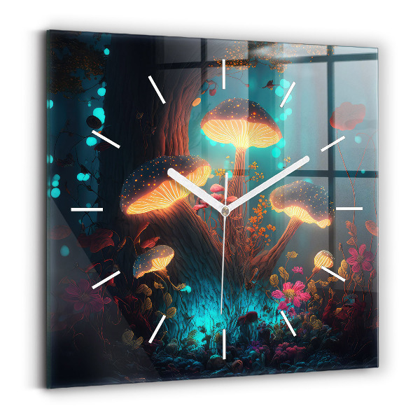 Zegar ścienny kwadratowy Las i magiczne grzyby