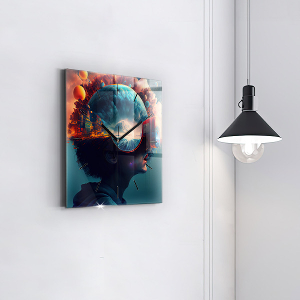 Zegar na ścianę kwadratowy Futurystyczny świat