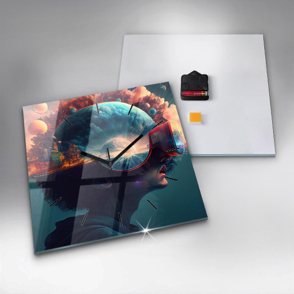 Zegar na ścianę kwadratowy Futurystyczny świat