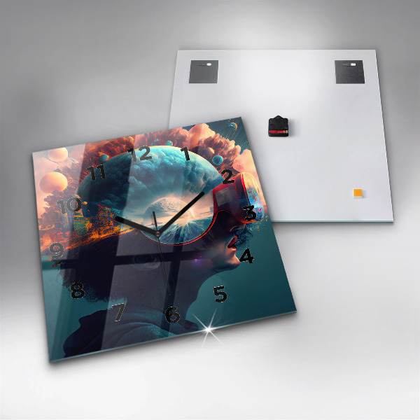 Zegar na ścianę kwadratowy Futurystyczny świat