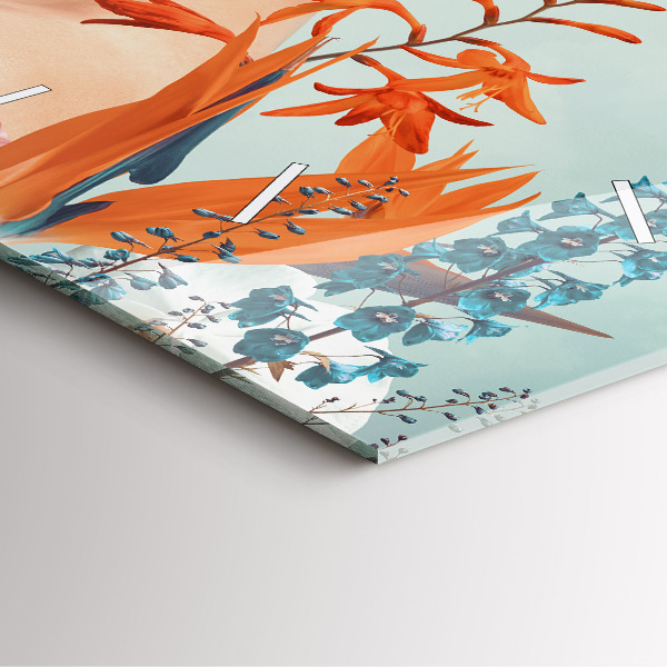 Zegar na ścianę kwadratowy Kobieta z kwiatami