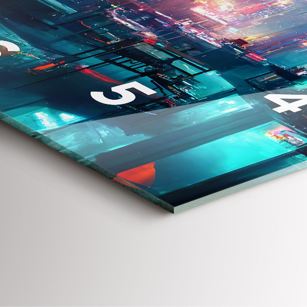 Zegar na ścianę kwadratowy Miasto w stylu cyberpunk