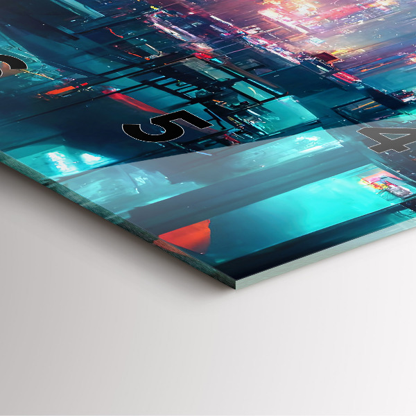 Zegar na ścianę kwadratowy Miasto w stylu cyberpunk