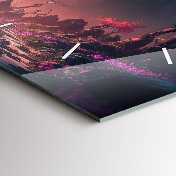 Zegar na ścianę kwadratowy Magiczny las i góry