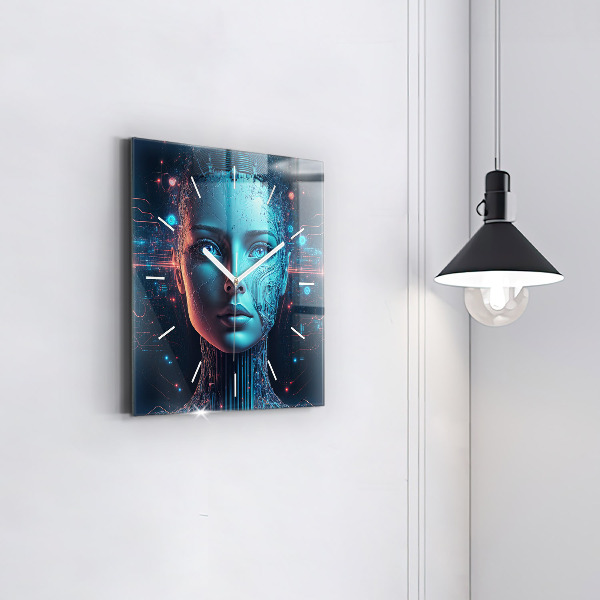 Zegar na ścianę kwadratowy Sztuczna inteligencja