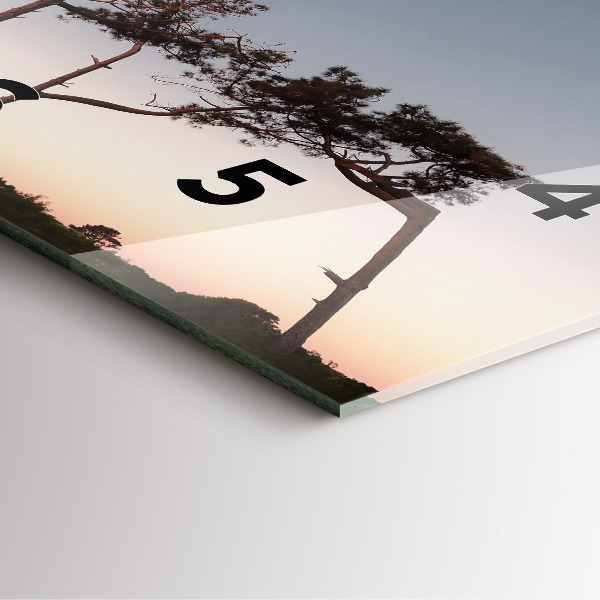 Zegar ścienny kwadratowy Półksiężyc i drzewa