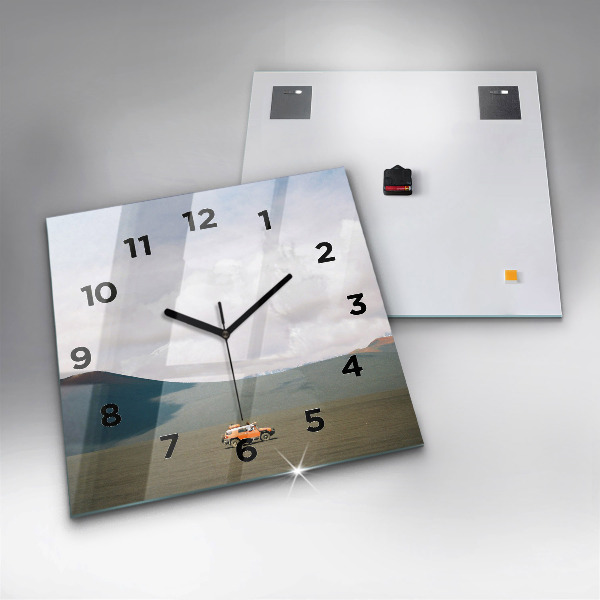Zegar ścienny kwadratowy Pojazd na pustyni Kamczatka
