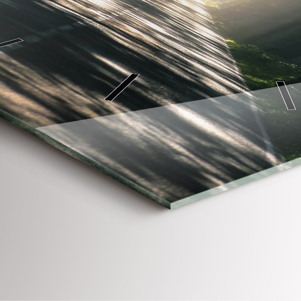 Zegar ścienny kwadratowy Leśna droga i smugi słońca