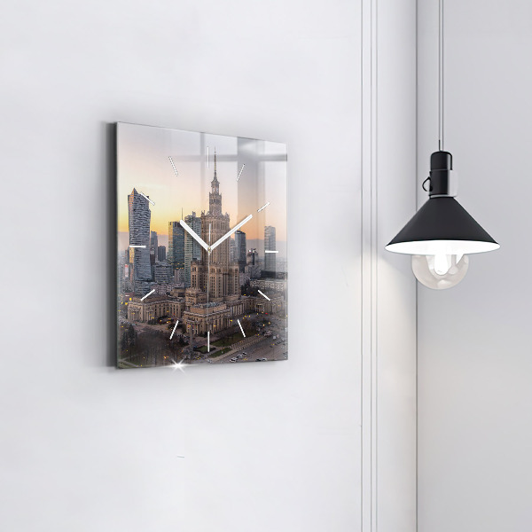 Zegar ścienny kwadratowy Panorama Warszawy