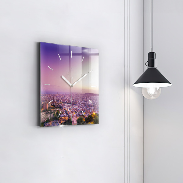 Zegar na ścianę kwadratowy Barcelona Bunkers El Carmel