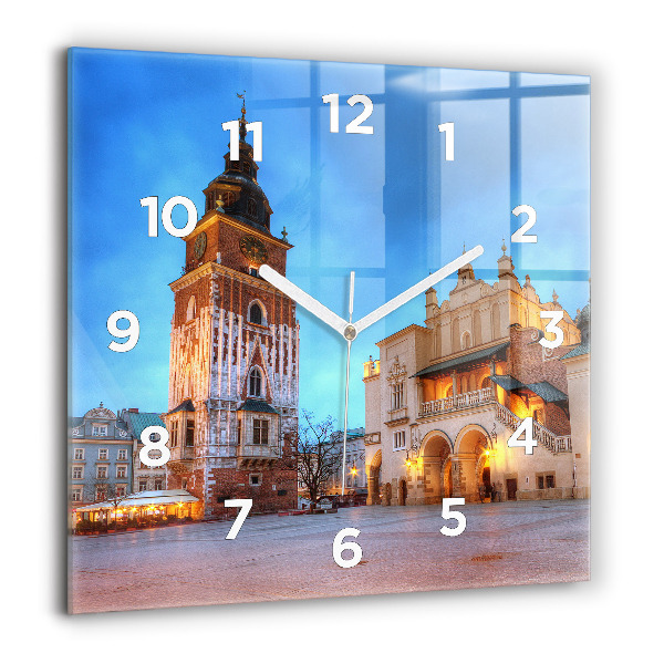 Kwadratowy zegar Rynek Główny w Krakowie
