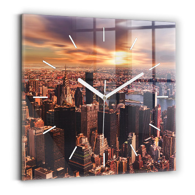 Zegar ścienny kwadratowy Panorama miasta zachód