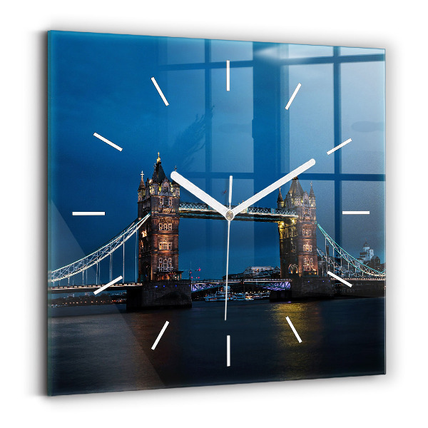 Zegar ścienny kwadratowy Tower Bridge Londyn nocą