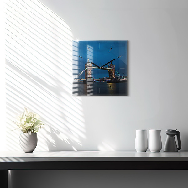Zegar ścienny kwadratowy Tower Bridge Londyn nocą