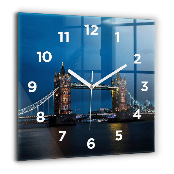 Zegar ścienny kwadratowy Tower Bridge Londyn nocą