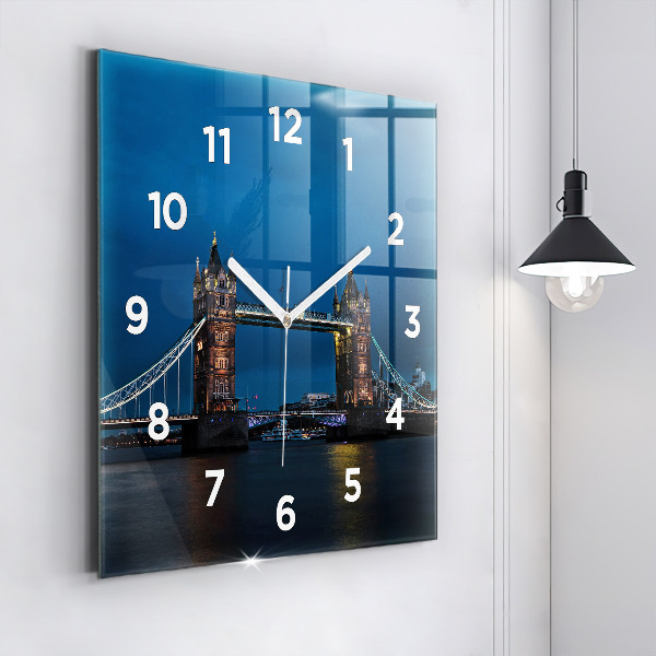 Zegar ścienny kwadratowy Tower Bridge Londyn nocą