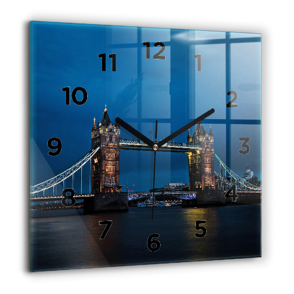 Zegar ścienny kwadratowy Tower Bridge Londyn nocą