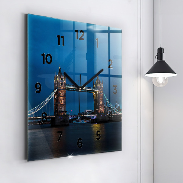 Zegar ścienny kwadratowy Tower Bridge Londyn nocą