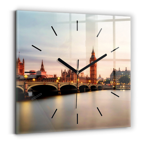 Zegar ścienny kwadratowy Big Ben panorama Londynu