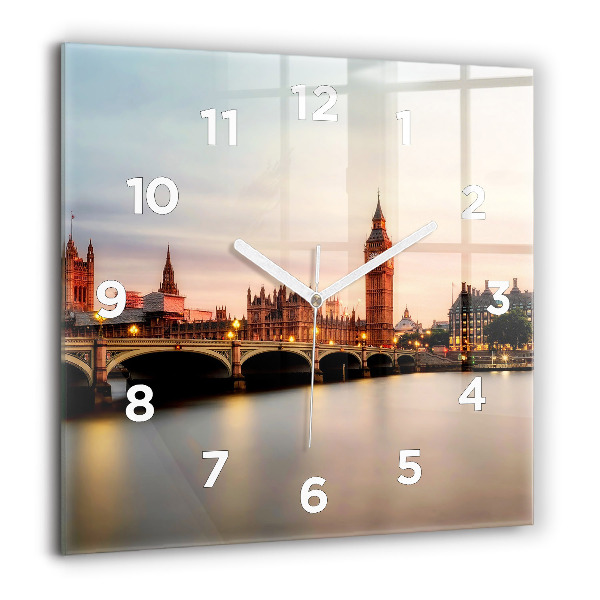 Zegar ścienny kwadratowy Big Ben panorama Londynu