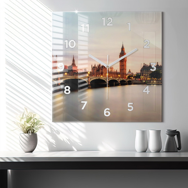 Zegar ścienny kwadratowy Big Ben panorama Londynu