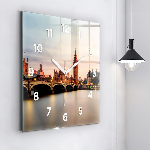Zegar ścienny kwadratowy Big Ben panorama Londynu