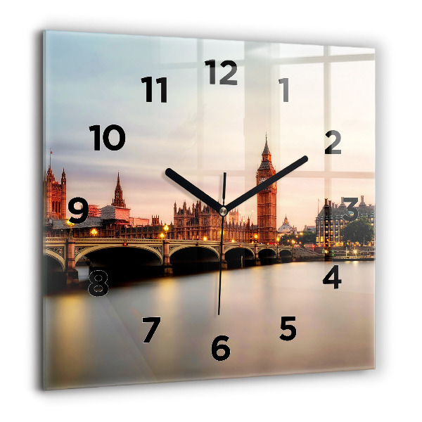 Zegar ścienny kwadratowy Big Ben panorama Londynu