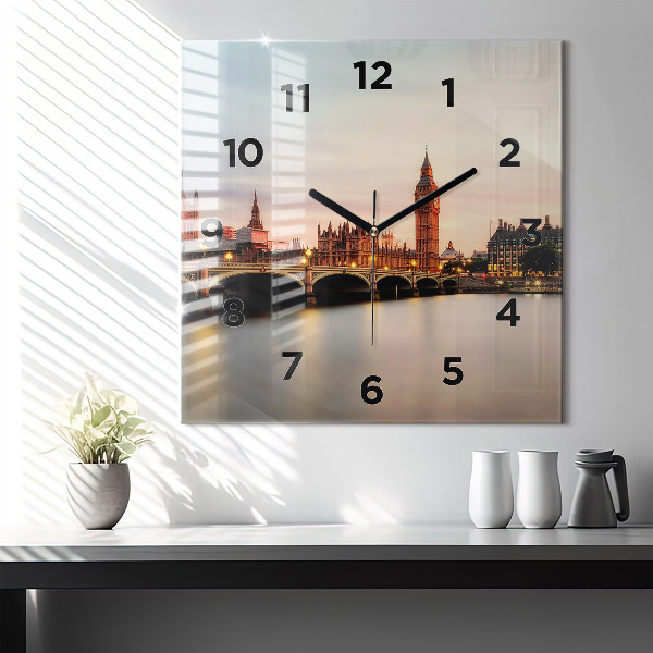 Zegar ścienny kwadratowy Big Ben panorama Londynu