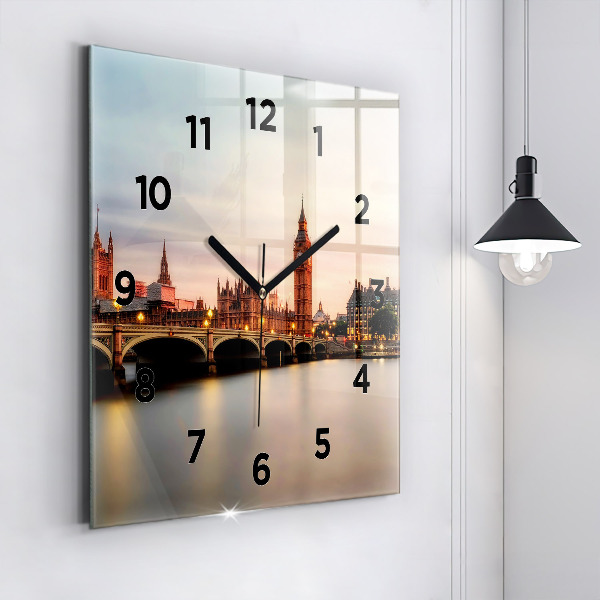 Zegar ścienny kwadratowy Big Ben panorama Londynu