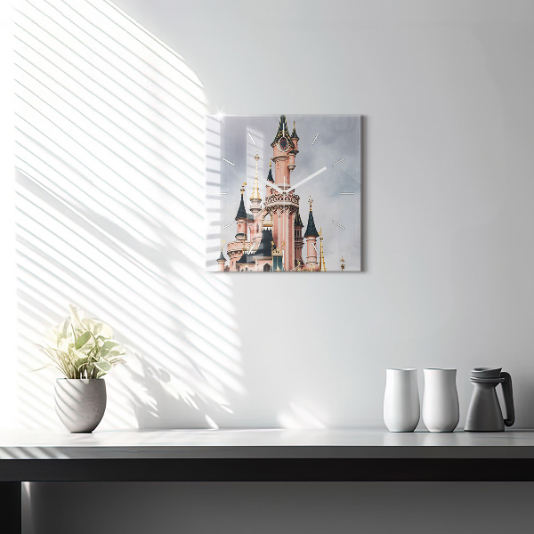 Zegar ścienny kwadratowy Zamek Disneyland w Paryżu